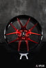 Splux SL-04 19,20 inch forged monoblock lightweight y-spoke wheels for 2014 C7 Corvette Z51, brushed red, black