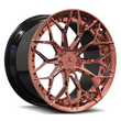 rose gold aftermarket wheels for c8 corvette elkhart lake blue. deep concave style fully forged rims.