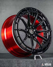 Splux SL-C07 c8 corvette z06 aftermarket wheels, 20/21 inch concave custom forged 2-piece design in black and red.
