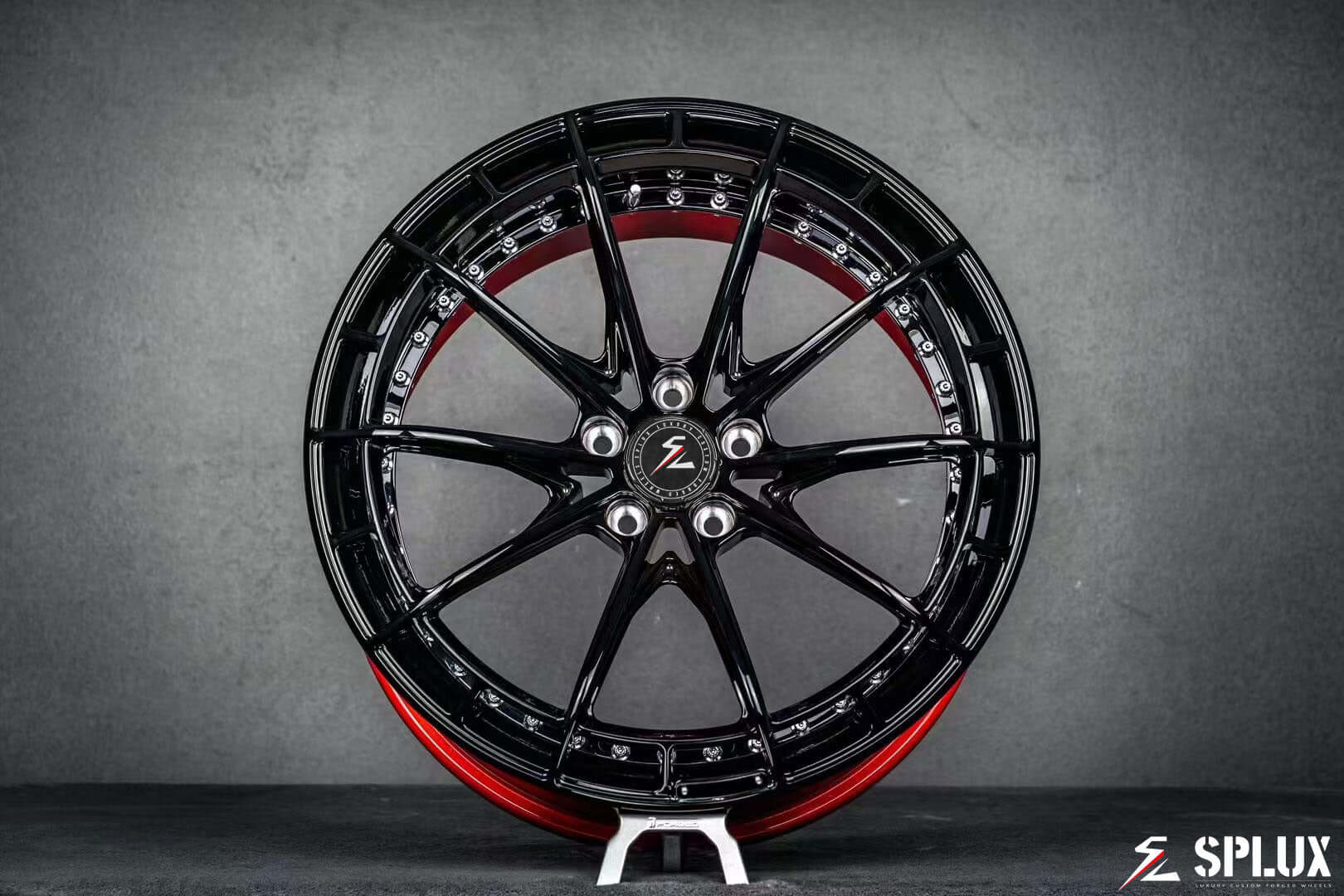 Splux SL-C07 c8 z06 wheels, aftermarket wheels in 20, 21 inch custom forged 2-piece concave design, black and red options.