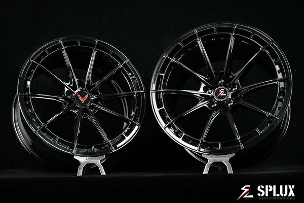 Z06 custom wheels made from 6061-T6 fully forged materials. Deep concave black rims for the Corvette C8.