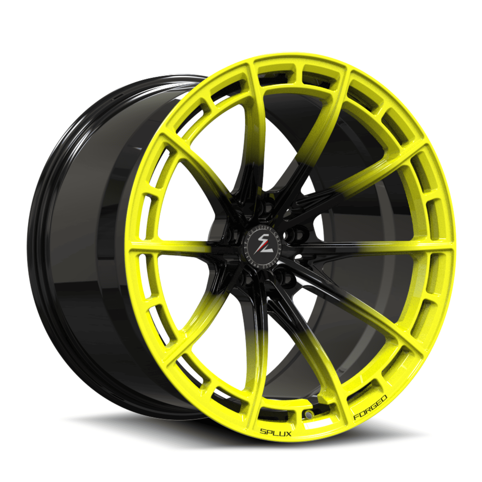 SL-C07M black accelerate yellow forged monoblock wheels - custom aftermarket rims