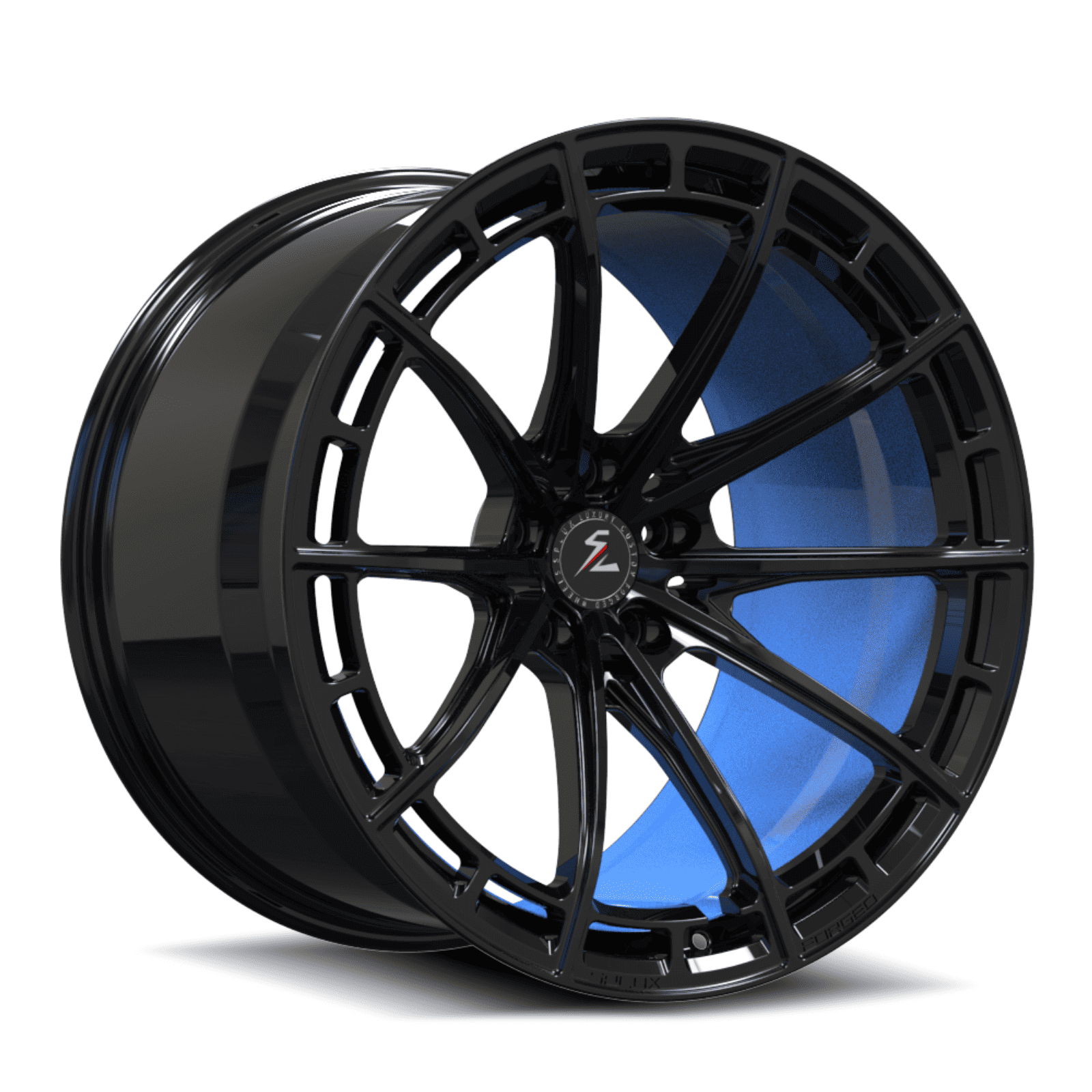 SL-C07M black rapid blue forged monoblock wheels - custom aftermarket rims