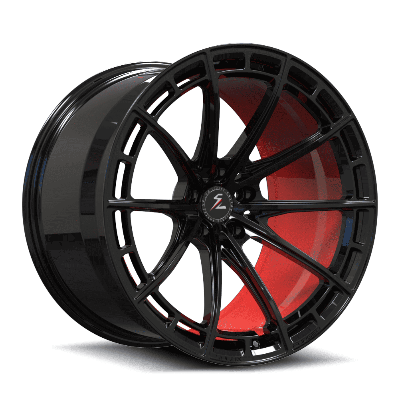 SL-C07M black red forged monoblock wheels - custom aftermarket rims