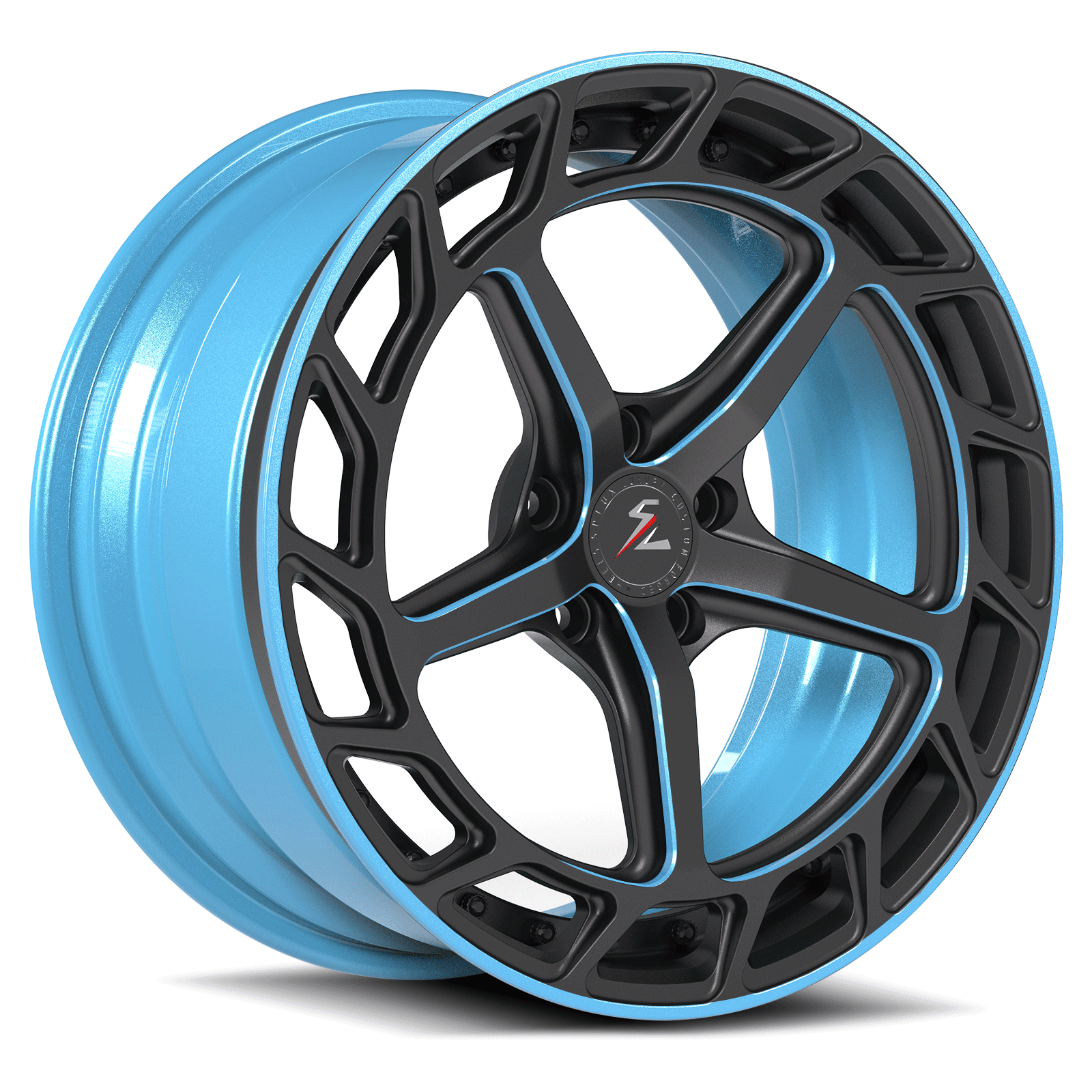 SL-C10 satin black blue pinstripe forged wheels for C6 Corvette - custom wheels