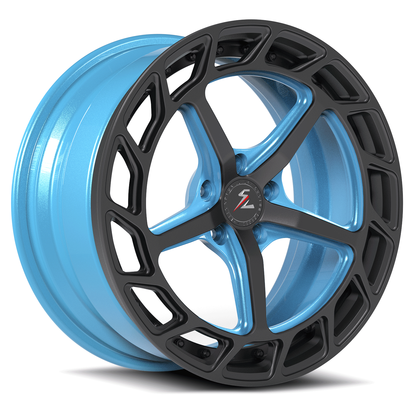 SL-C10 satin black blue trim forged wheels for Corvette Widebody - 2-piece