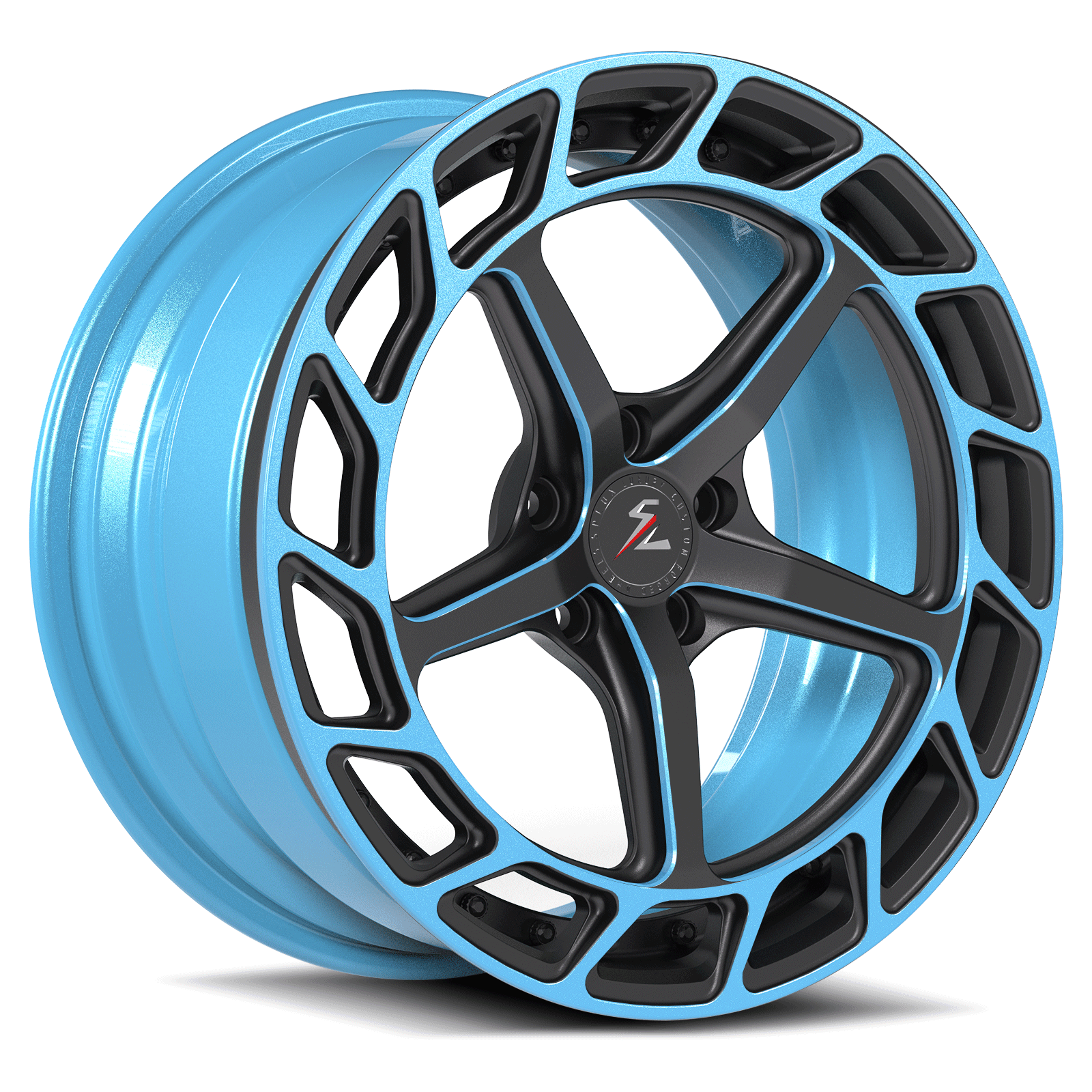 SL-C10 satin black blue trim forged wheels - rims