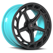 Chevy C10 Tiffany with custom forged wheels. Aftermarket classic 5-spoke super concave rims with a sleek black finish.
