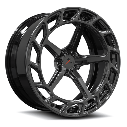 SL-C10 gloss black black chrome forged wheels for C6 Corvette Widebody - 2-piece