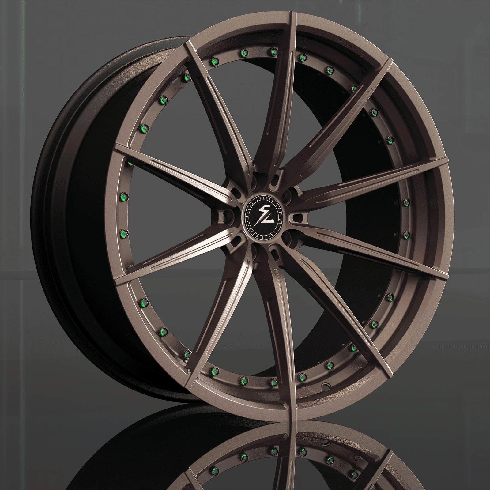 SL-C14 chrome bronze rims for Corvette - aggressive concave forged wheels