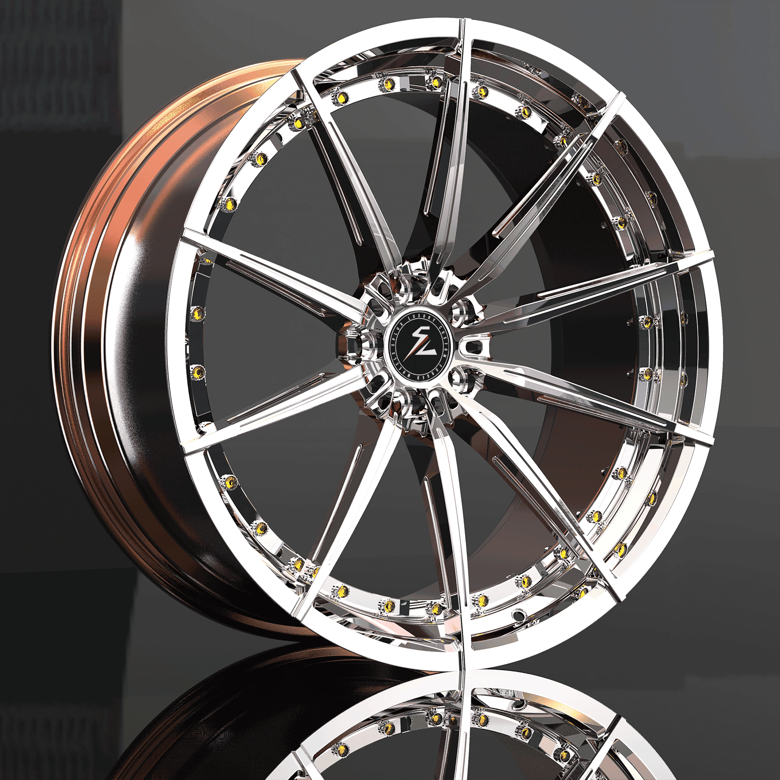 SL-C14 aggressive concave chrome wheels for Corvette - custom forged rims