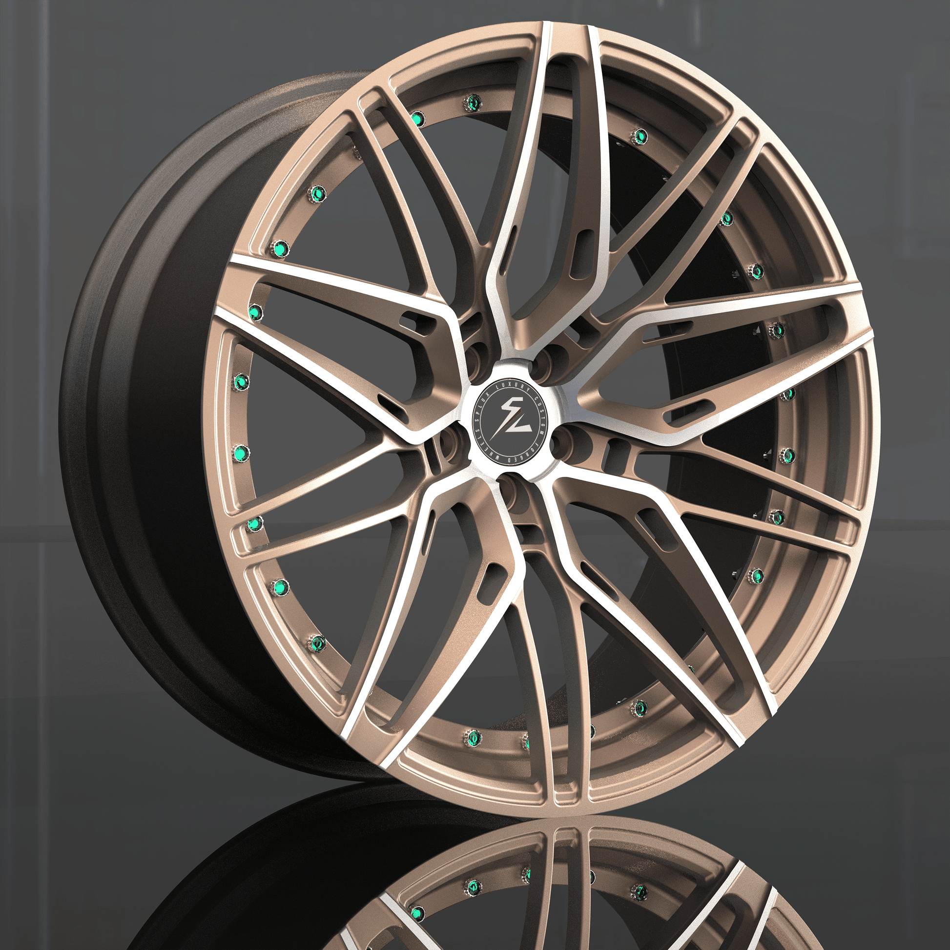 Tesla Model 3 performance wheels, 18" custom forged concave rims in bronze,aggressive style for Model 3 aftermarket wheels.