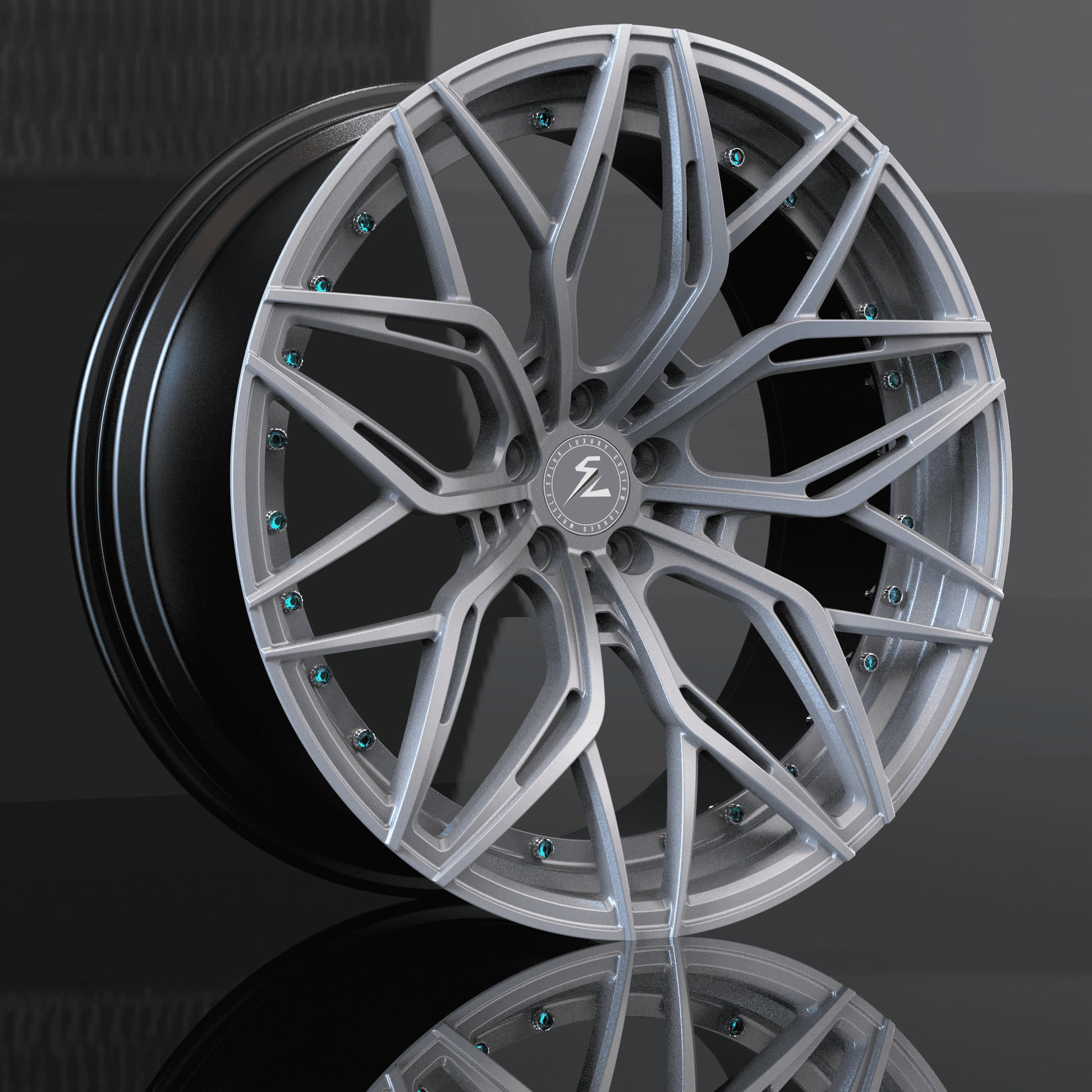 Rims for Model 3, 22 inch gray or black aggressive custom forged concave rims, Tesla Model 3 performance aftermarket wheels.