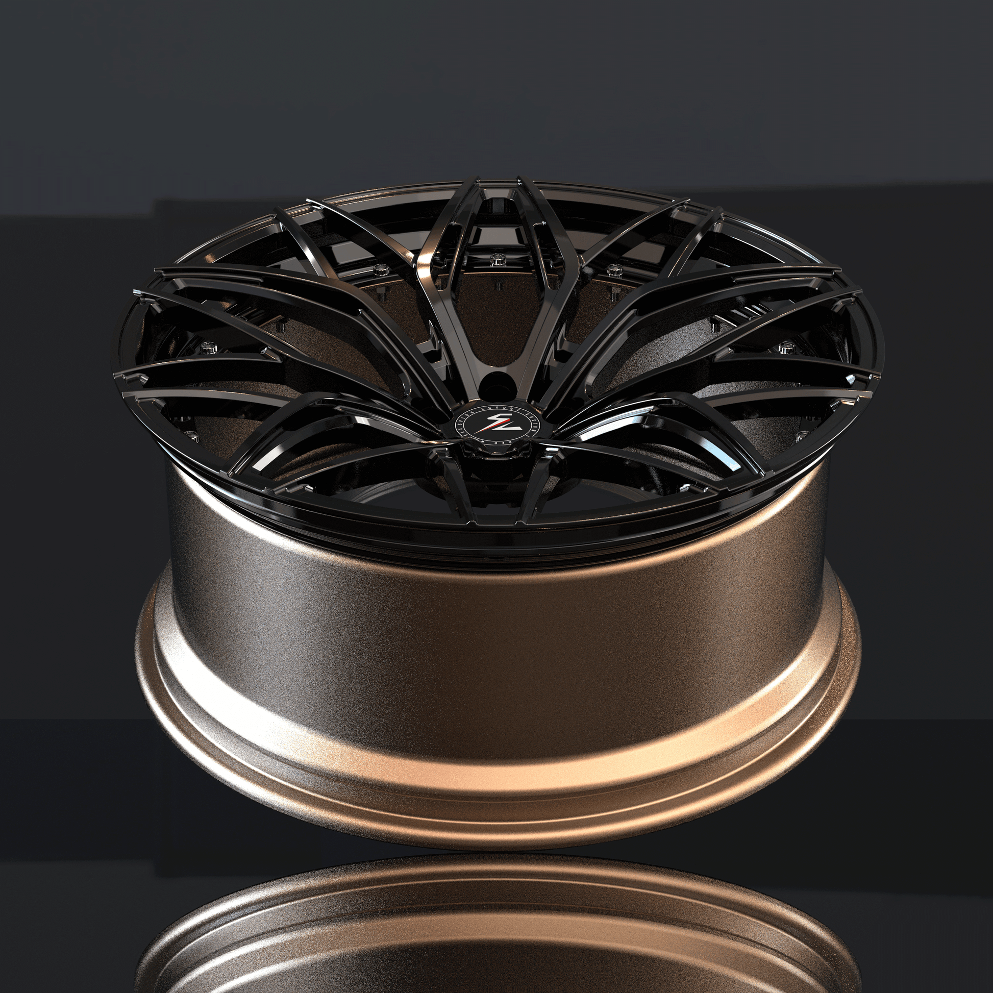Tesla Model 3 black rims, aggressive custom forged concave rims, 20" aftermarket Tesla model 3 wheels.