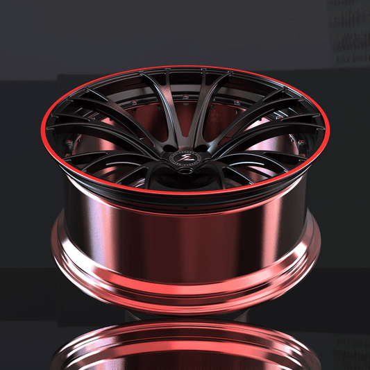 SL-C16 black polished red forged wheels for C10 - custom 2-piece alloys