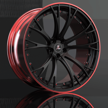 SL-C16 black polished red forged wheels for 1977 Chevrolet C10 - concave rims
