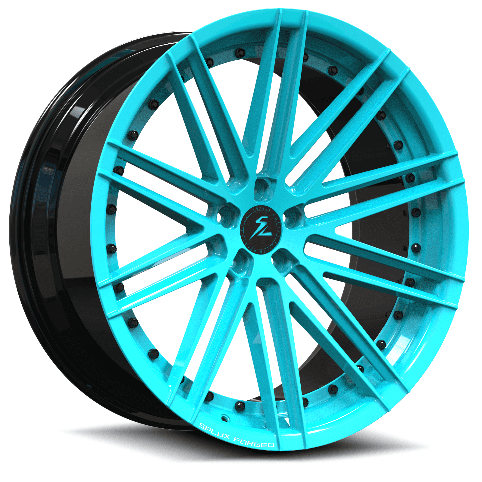 Teal 20” Chevy Truck Wheels from Splux SL-C17 –18x8.5 Deep Concave Performance Aftermarket Rims.