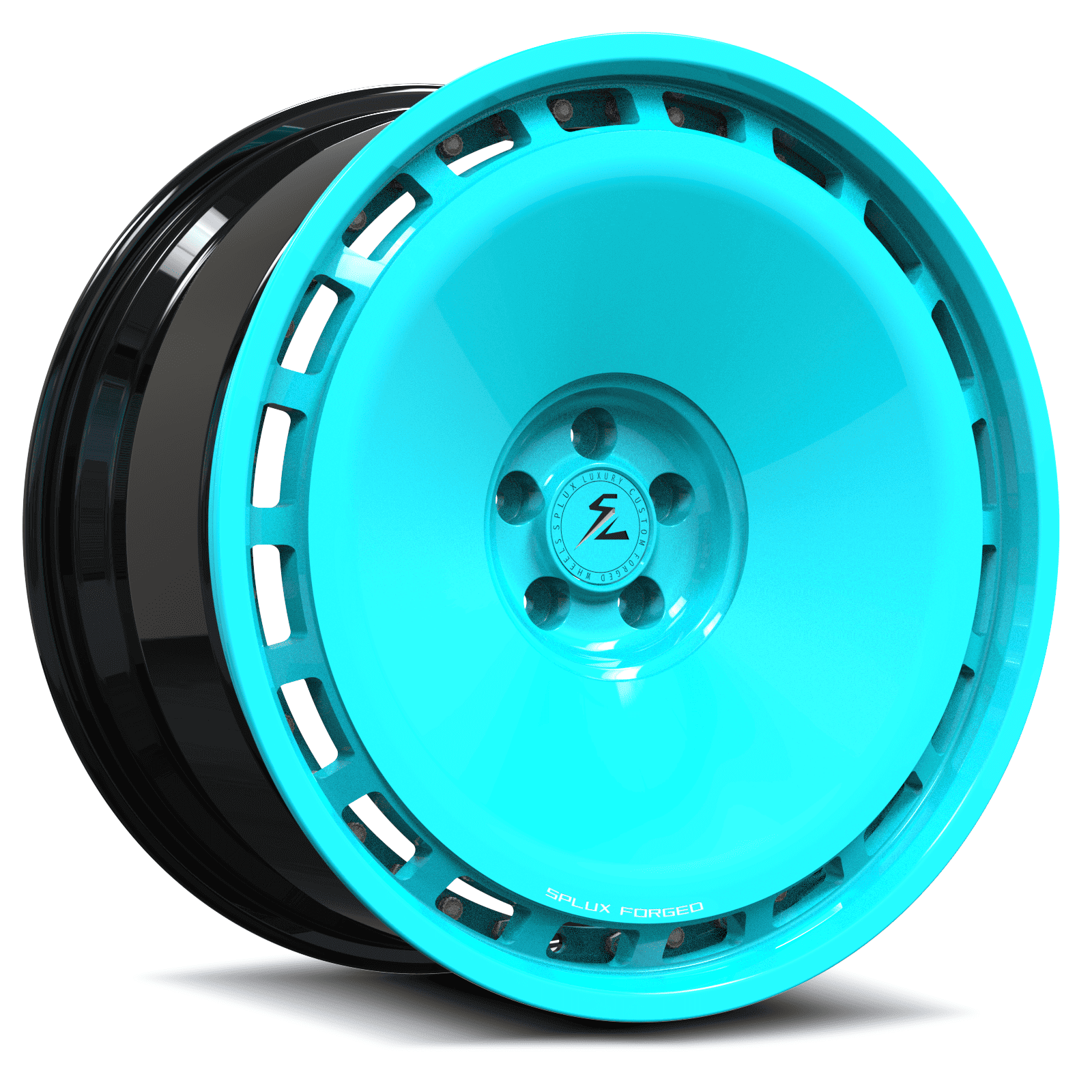 Teal wheels for VW Beetle. Custom forged 2-piece luxury aftermarket wheels with free shipping for black or red cars.