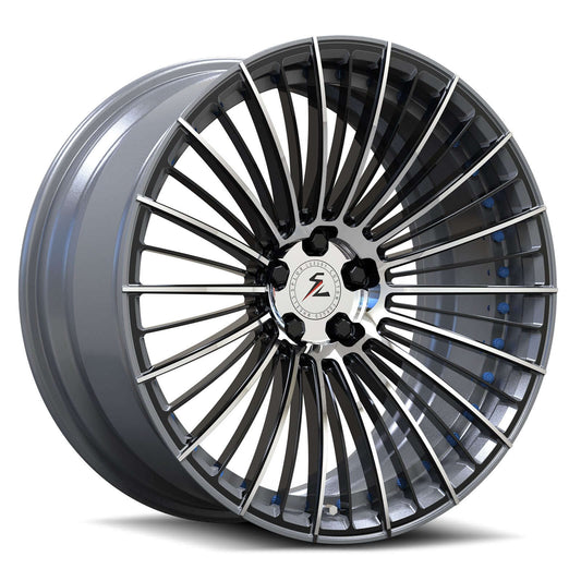 18" multi spoke concave wheels with black and silver finish, custom forged 2-piece wheels.