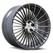 multi spoke concave wheels with dimond cut-off black finish, custom forged 2-piece wheels.