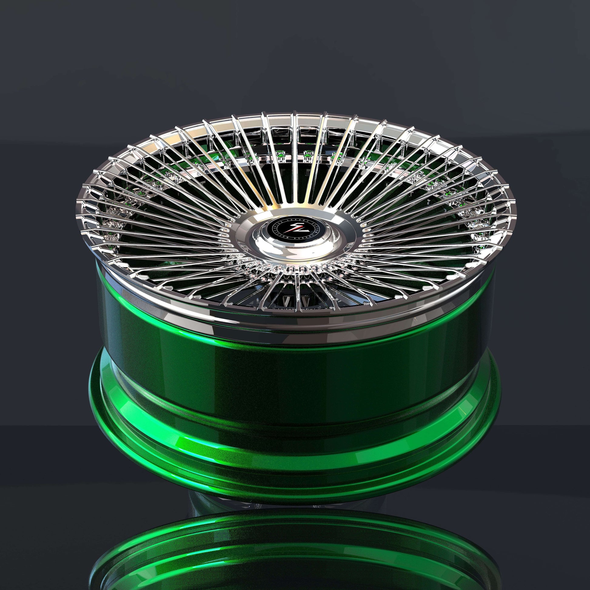 Custom 22" polished silver rims for 2008 Cadillac Escalade, custom forged 2-piece, multi-spoke, concave design.
