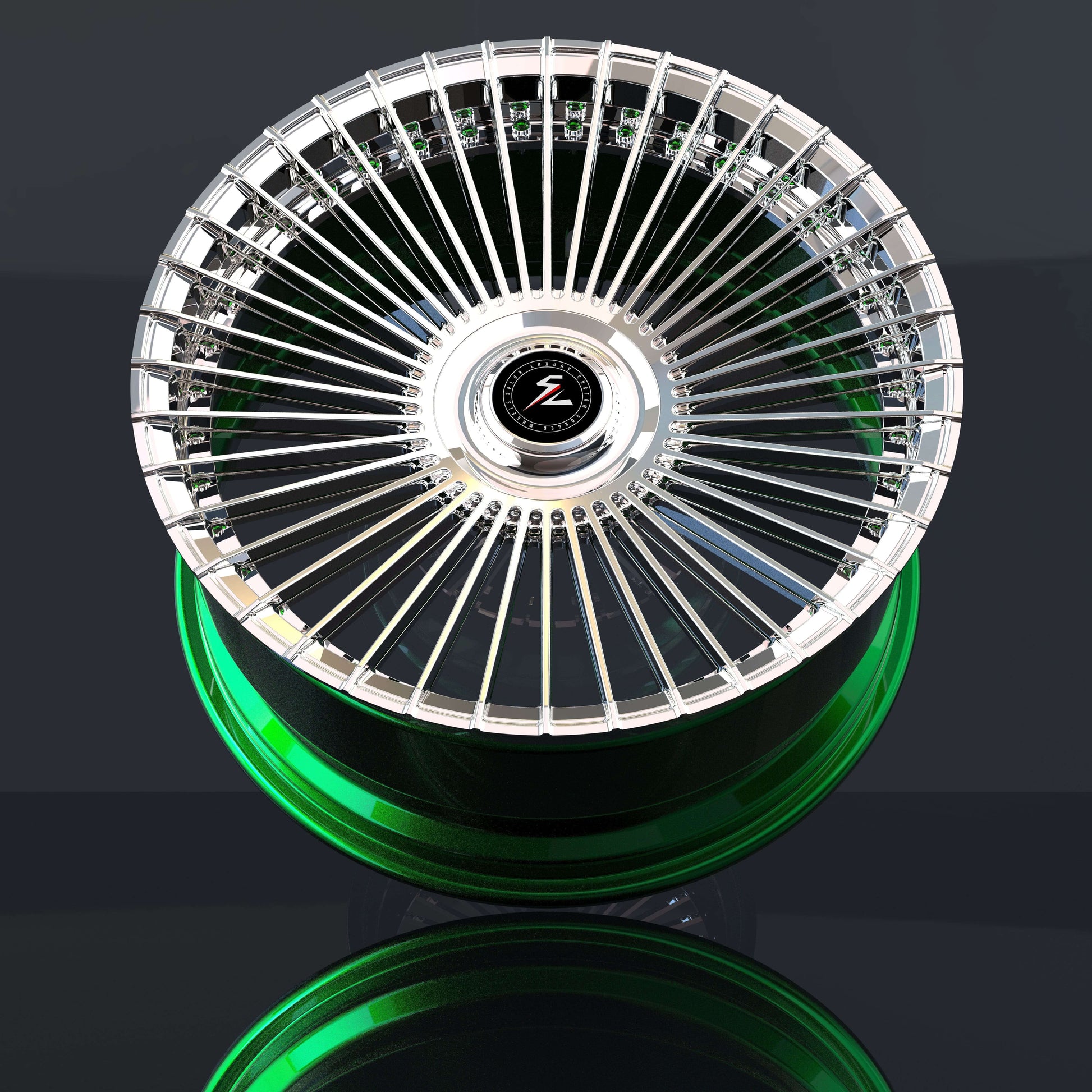 2016 Cadillac Escalade ESV custom wheels, polished silver, custom forged 2-piece, 5x112 concave wheels, 24-inch rims.