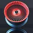 2011 Cadillac Escalade Platinum wheels, custom forged 2-piece, multi-spoke, concave, red and blue finishes, 26-inch size.
