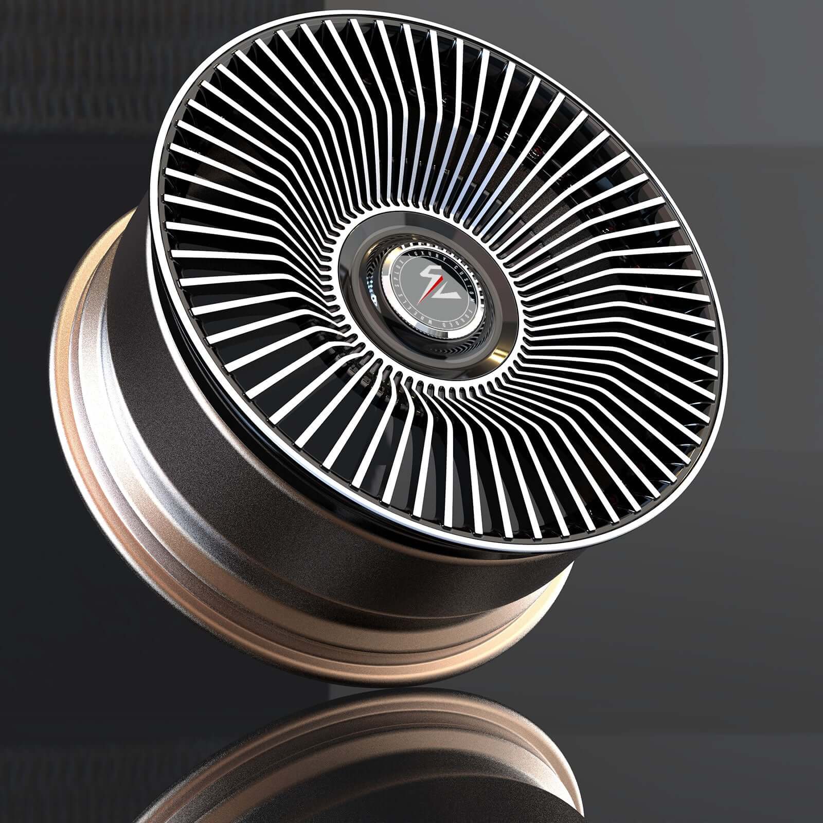 Concave multi spoke wheels,aftermarket Mercedes wheels,forged 2-piece,polish finish,20 inch,by Splux SL-C25.