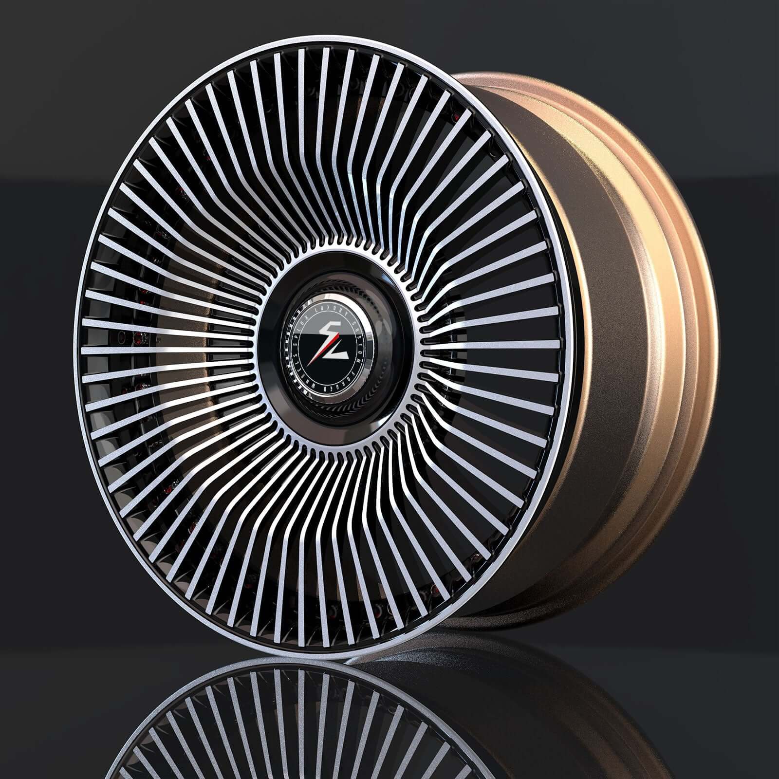 SL-C25 black gold polished aluminum forged wheels - luxury 2-piece aftermarket rims