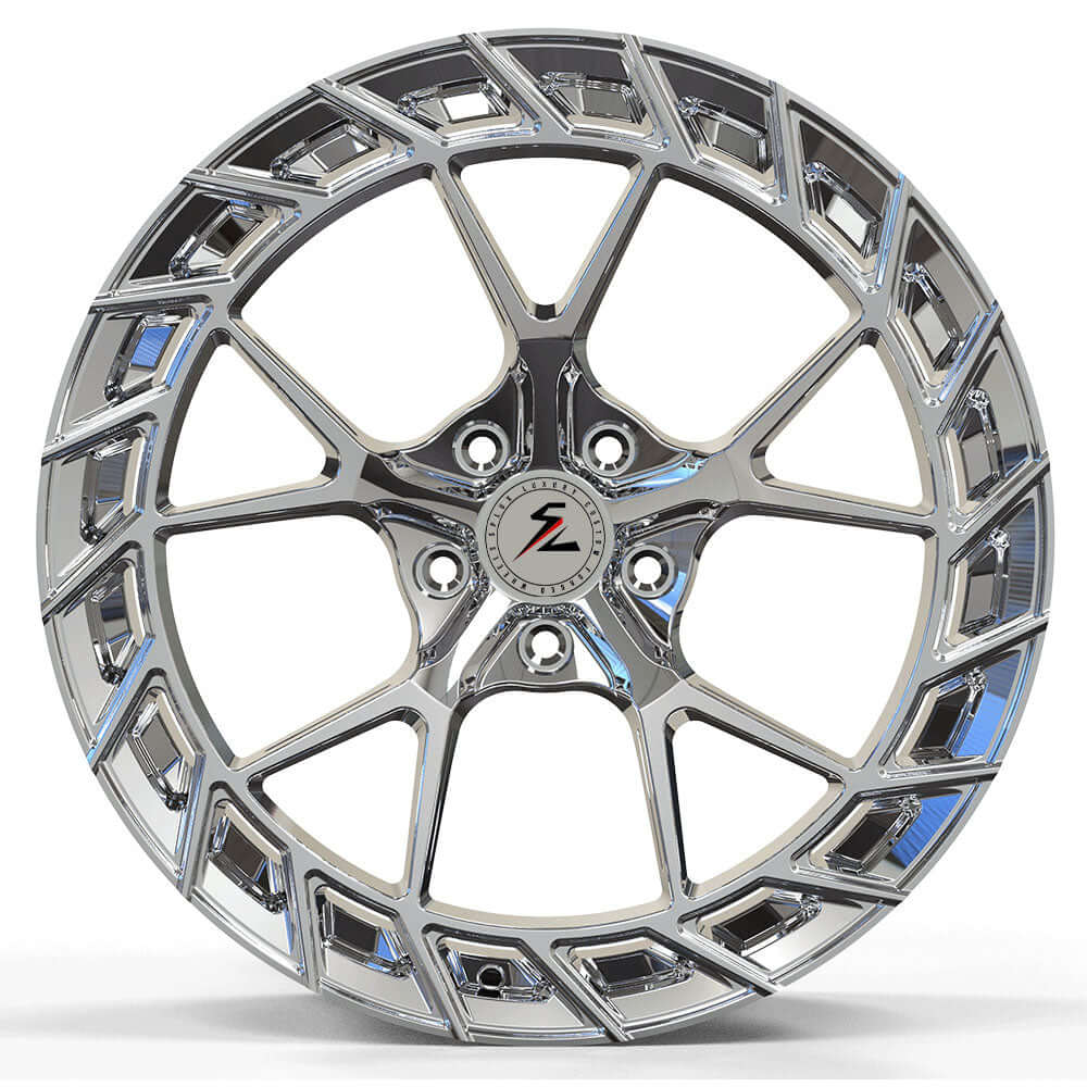 Black c6 corvette wheels by Splux SL-C39, 18/19 inch custom forged monoblock with concave y-spoke chrome finish