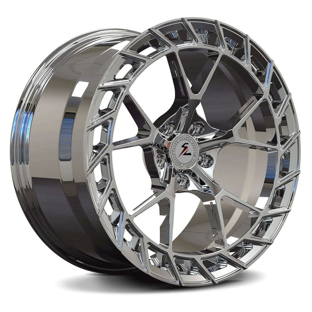 Splux SL-C39 c6 corvette aftermarket wheels, 18/19 inch custom forged monoblock with concave y-spoke chrome design