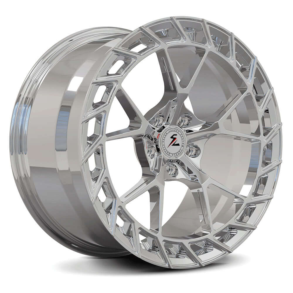 Red c6 corvette with black wheels, Splux SL-C39 20" custom forged monoblock, concave y-spoke polished details