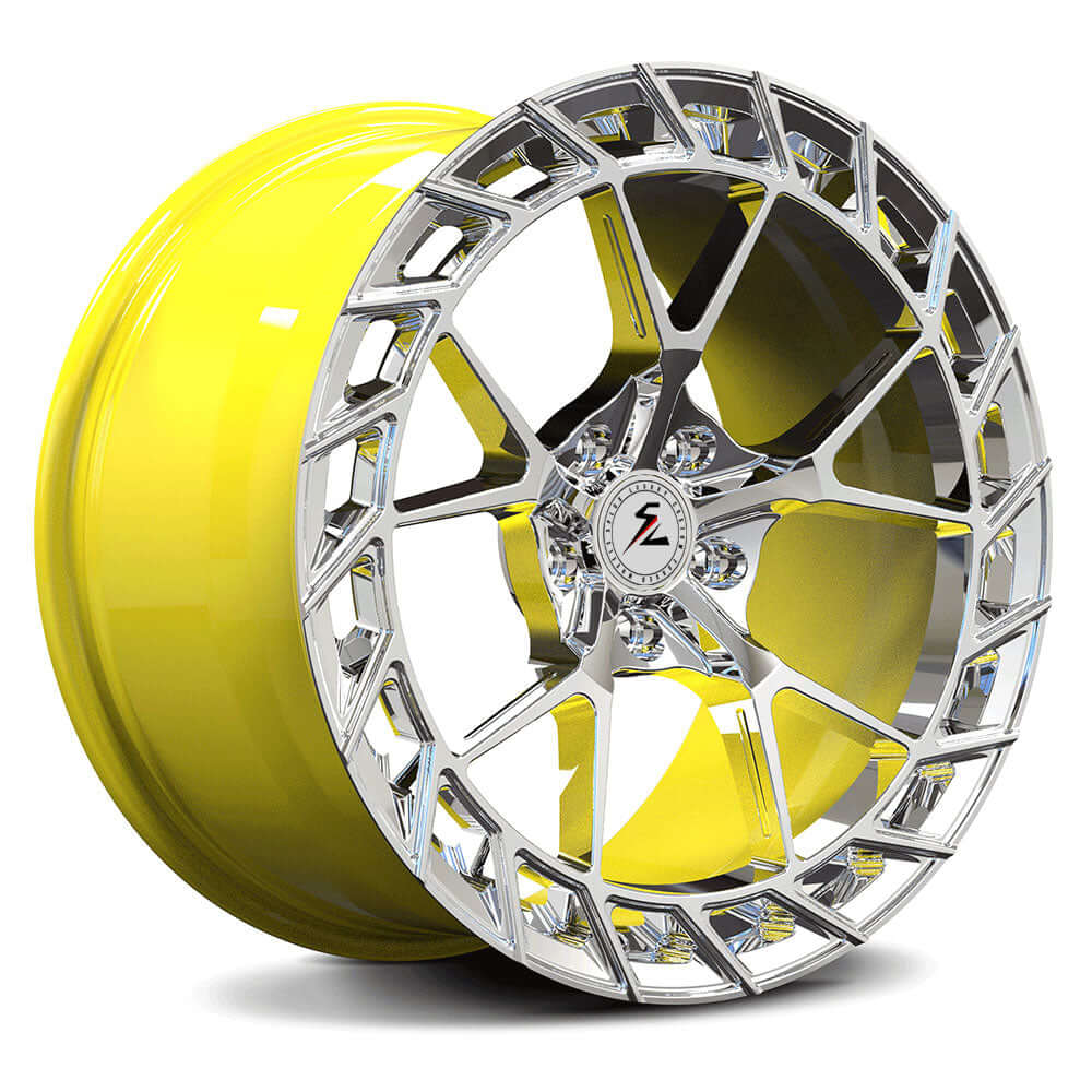 SL-C39 yellow polished concave forged wheels for the Corvette - custom forged alloys