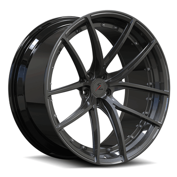 Satin gunmetal wheels on a BMW M3, 20 x 12 gear rims grey and black that exude luxury and high-performance appeal.