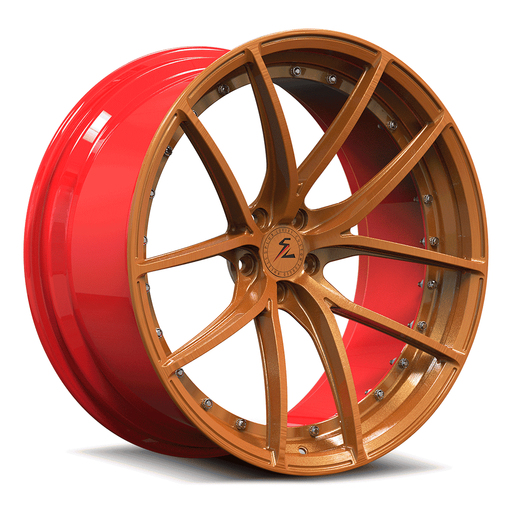 Bronze wheels 5x100, 18x9 size, ideal for a Subaru WRX, combining lightweight construction and luxury performance.