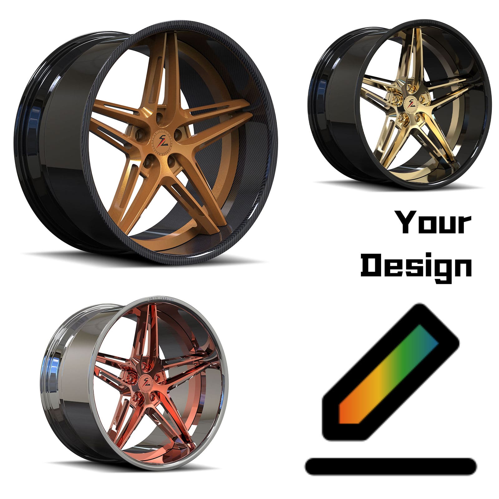 SD-24 your design forged wheels for the 911 Cabriolet - deep dish 5-spoke aftermarket alloys