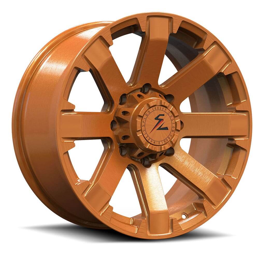 Bronze off-road wheels 20x9, 8-lug bolt pattern, perfect for Jeep Grand Cherokee with custom lightweight design.