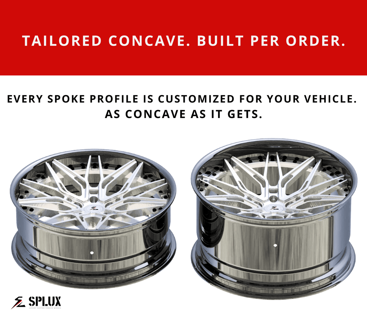 Splux SL-C15 deep concave custom forged 2-piece wheel detail for luxury aftermarket builds.