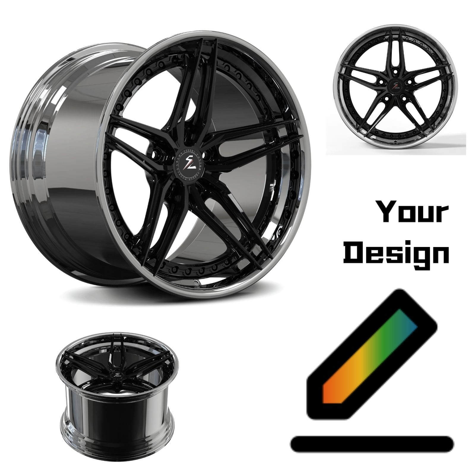 5-spoke rims with step lip by SA-01. Chrome and deep-dish aftermarket fully forged wheels with a 100% fitment guarantee.