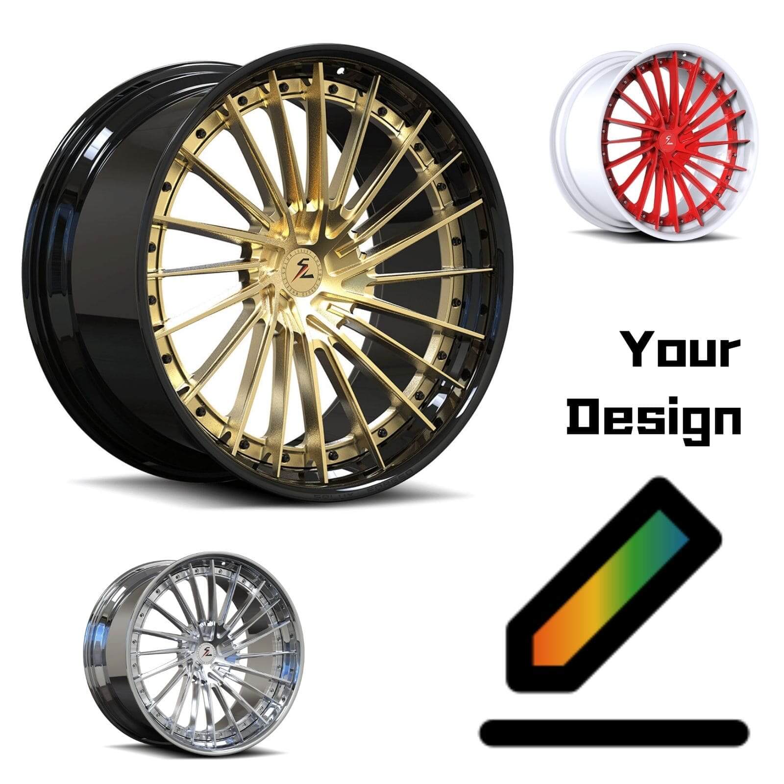SA-04 fully forged 2-piece directional multi-spoke aggressive wheels for Chevrolet Corvette C8 — full finish lineup