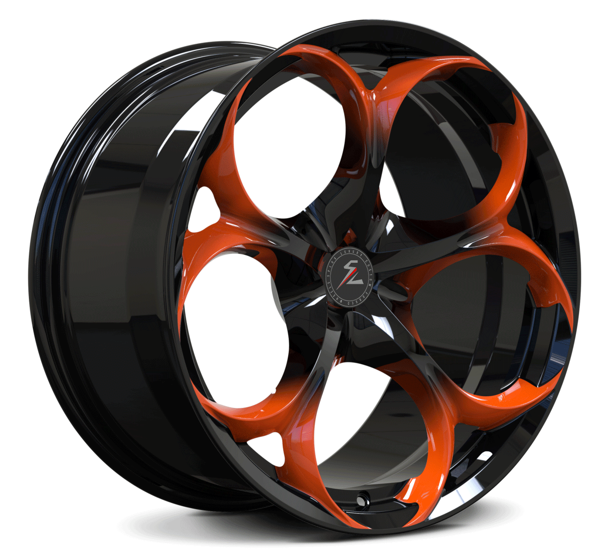 C8 aftermarket wheels with brushed rose gold spokes and a deep concave style.