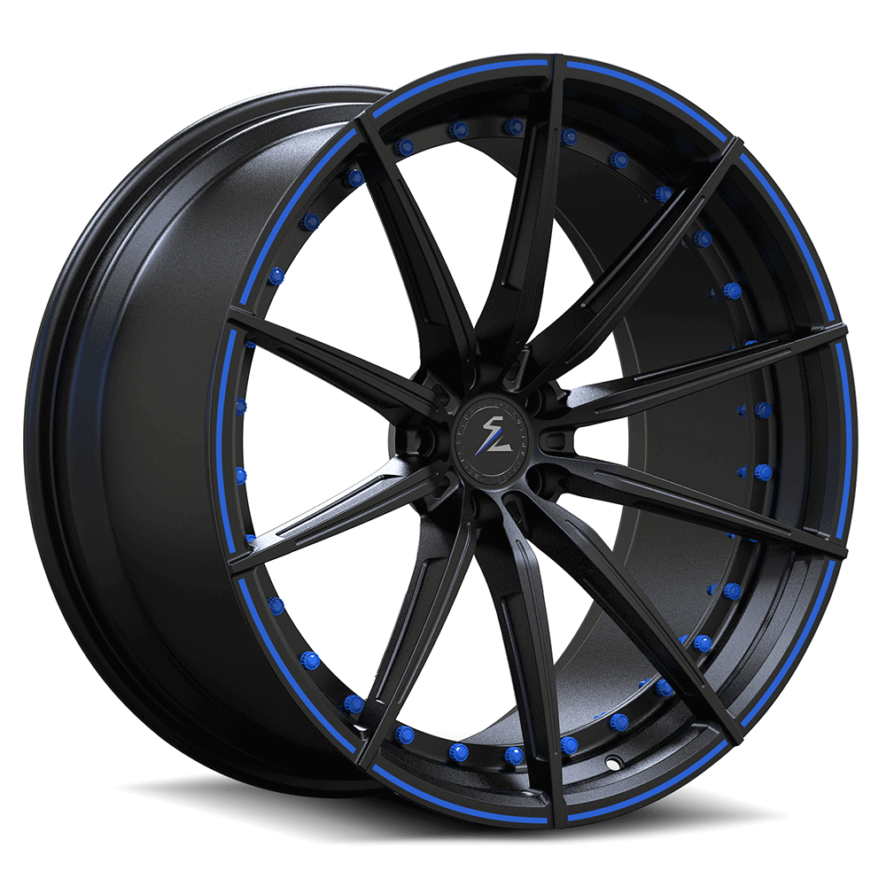 SL-C14 blue black forged wheels for 2020 Chevrolet Corvette - deep concave rims