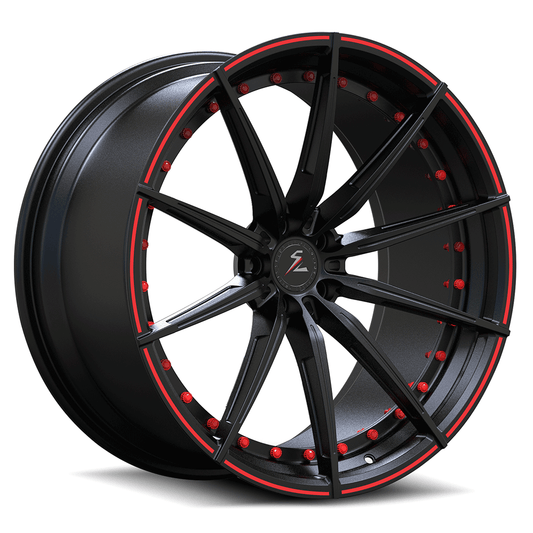 SL-C14 red black forged wheels for Corvette - deep concave alloys