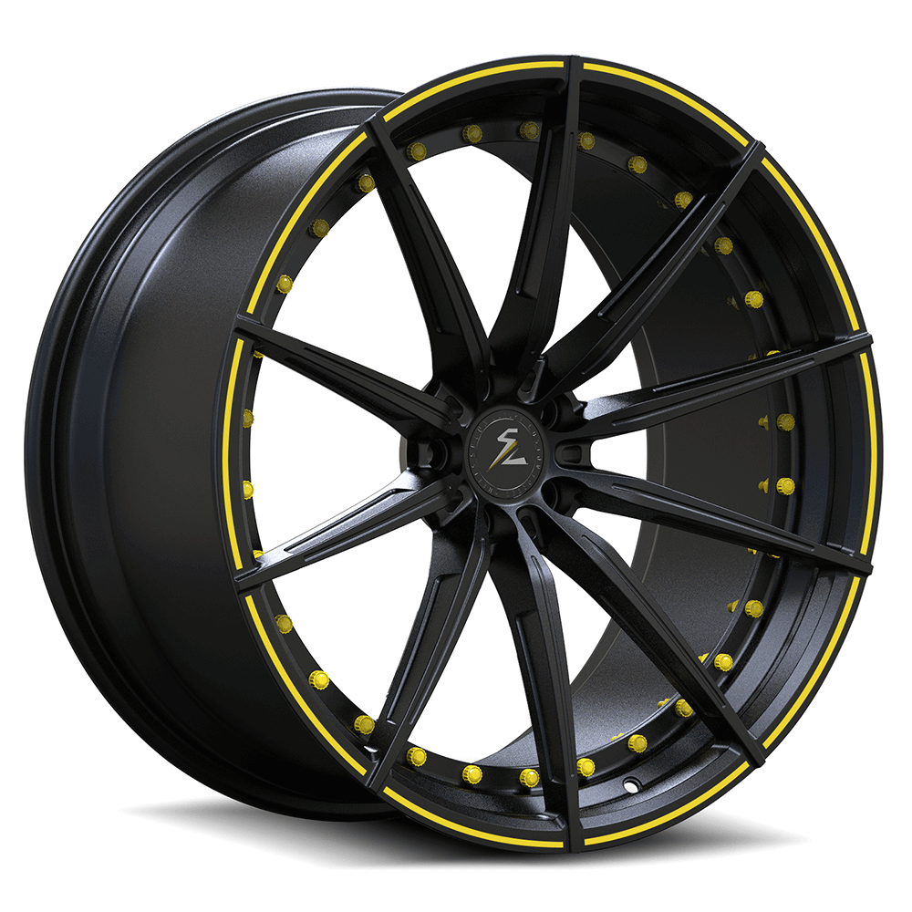 SL-C14 yellow black forged wheels for 2020 Chevrolet Corvette - custom aftermarket rims