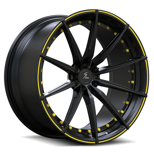 SL-C14 yellow black forged wheels for 2020 Chevrolet Corvette - custom aftermarket rims