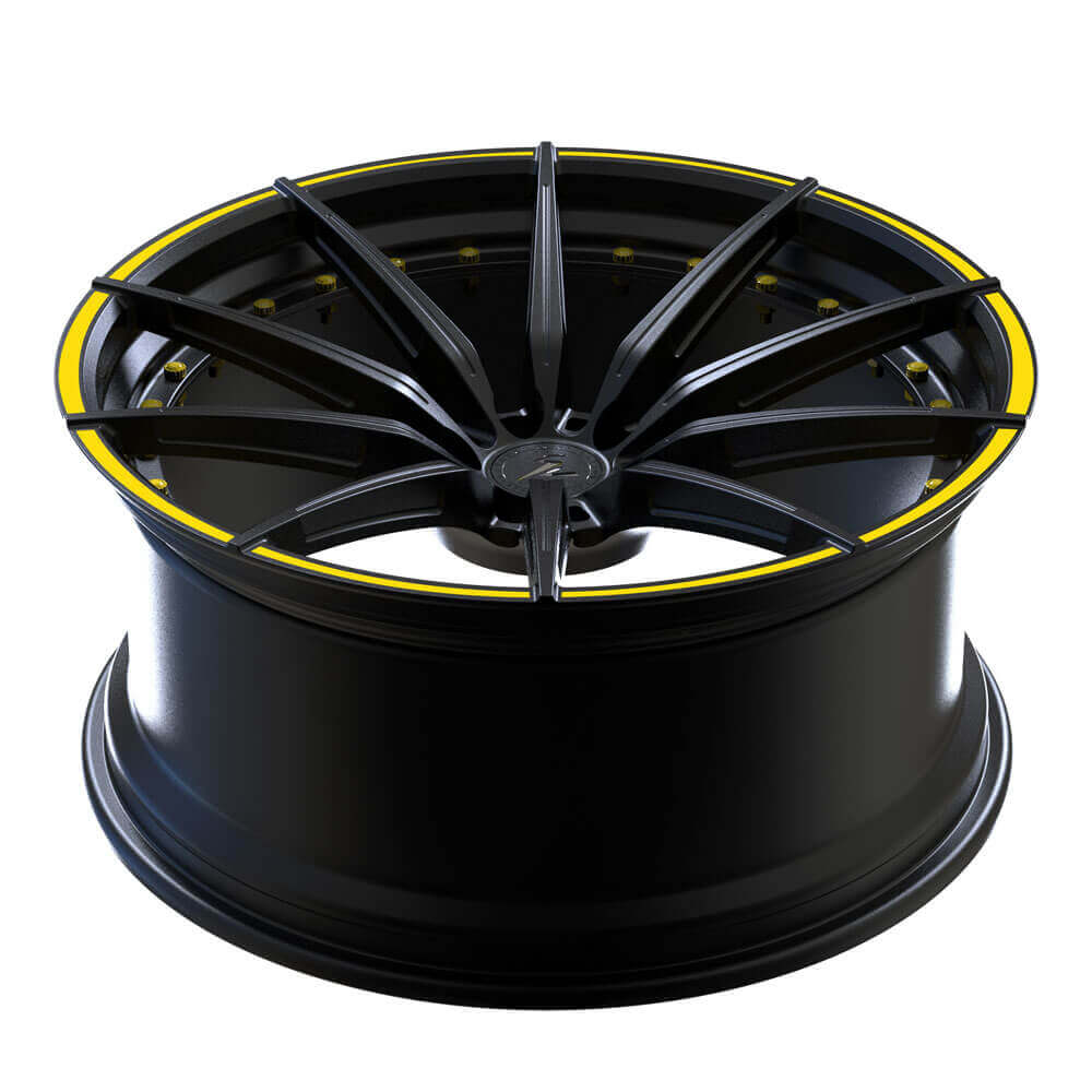SL-C14 yellow black forged wheels for Corvette - aftermarket alloys