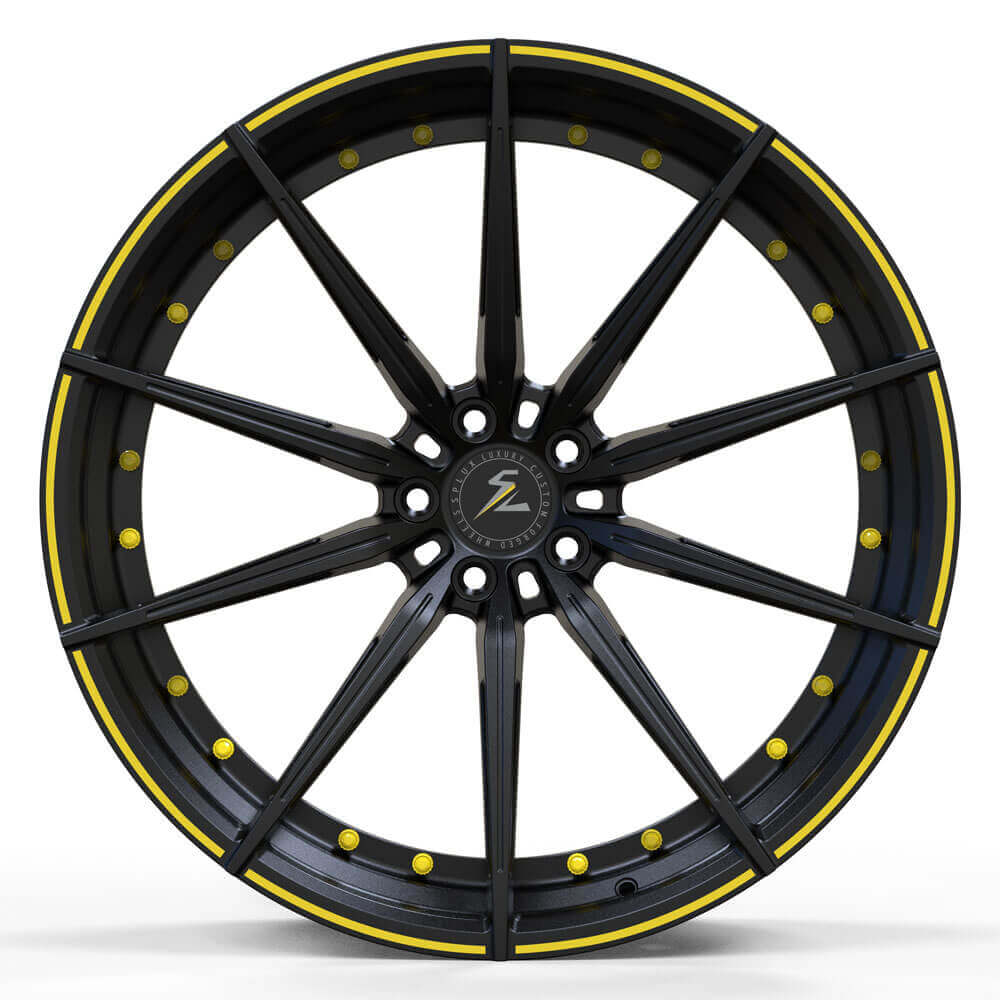SL-C14 yellow black forged wheels for 2020 Corvette - custom rims