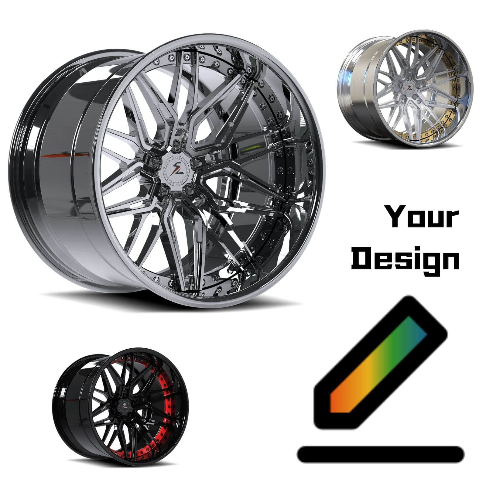 SD-01 luxury deep dish custom forged wheels for GMC 1500 Stepside - 2-piece aftermarket rims