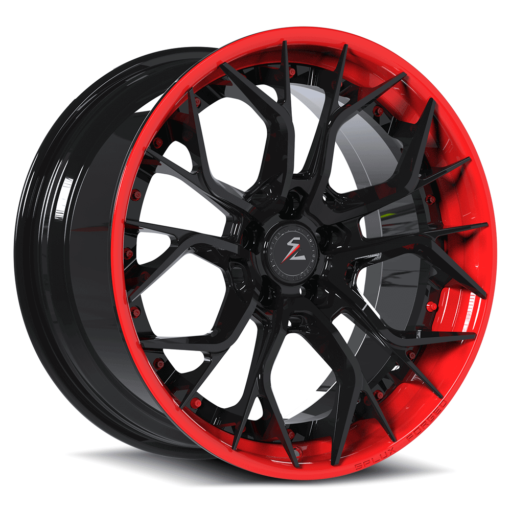 2016,2015 Dodge Challenger rims with black red rims, 22 inch,hellcat custom wheels forged 2-piece deep dish from Splux SA-06.