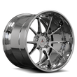 Chrome blue Mustang wheels with deep dish rims,5-lug,10-spoke design,custom forged 21" aftermarket wheels by Splux.